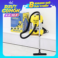 Máy hút bụi công nghiệp dạng nhỏ Sumika K20, Màu Vàng, 20L, 1600W, Có thể hút nước, Motor Ametek của Mỹ, Tầng lọc HEPA, Dây điện dài 10m, Thùng chứa Thép không gỉ - Hàng Chính Hãng