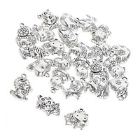 24pcs Antique Silver Animal Pendants for Jewelry Key Chain,Phone Chain Charm