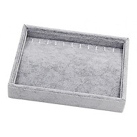 Stackable Velvet Jewelry Tray Earring Necklace Bracelet Ring Organizer Display Storage Box, Gray