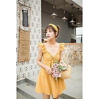 Váy 2 Dây,Đầm 2 Dây Cánh Tiên Đi Biển Màu Vàng Cho Nữ
