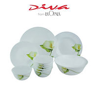 Bộ chén đĩa thủy tinh Diva Ivory I.B 10 món (La Opala)