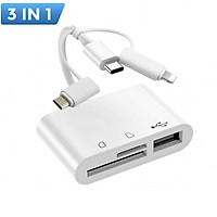 Lightning/Typec 3 in 1 Iphone Android Mobile Phone Computer Card Reader Multi-function OTG