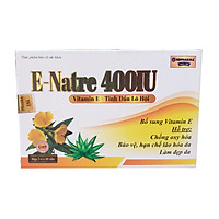 Viên uống E–Natre 400IU Bổ sung vitamin E, giúp sáng da và hạn chế lão hóa da thành phần từ lô hội và hoa anh thảo