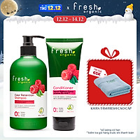 Bộ đôi gội xả Fresh Organic Chăm sóc tóc nhuộm chiết xuất Quả mâm xôi hữu cơ 500g + 180g
