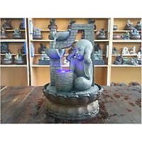 Tượng chú tiểu thác nước phong thủy để bàn MD13