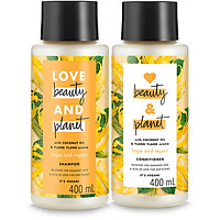 Combo Phục Hồi Tóc Hư Tổn Dầu Gội & Dầu Xả Love Beauty & Planet (400ml x 2)