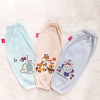 Quần chục dài cotton kẻ cho bé trai và bé gái 2-10kg chất vải đẹp mềm mịn hình thú bé mặc mát co giãn - QVN002
