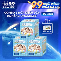 Combo 3 hộp khăn vải khô đa năng cho bé Oma Baby ( 1 Hộp/ 80 miếng)