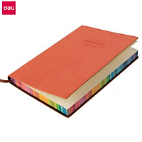 Deli Leather Note Book 56K 112 Pages Portable Notebook Thicken Note Pad Colorful Edge Durable Planner Journal Book 5 Color Optional Notepad Student Diary Daily Memo Home Office School Stationery
