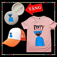 Set Mũ lưỡi trai và Áo thun trẻ em in hình game poppy playtime huggy wuggy tay ngắn