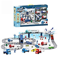 Bộ đồ chơi đường ray ô tô 54 chi tiết KAVY YM-865 có máy bay, 12 ô tô, biển báo..phát triển tư duy, thực hành cho bé