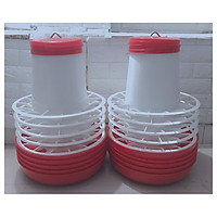 10 Máng Ăn Đại Đế Đỏ, Máng ăn Cho Gia Cầm (Gà, Vịt, Ngan, Ngỗng, Chim...) Chia ô, Có Móc Treo, ĐK Đế 45 cm, Chiều cao 30 cm