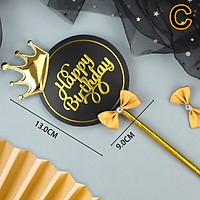 Phụ Kiện Trang Trí Bánh Sinh Nhật - Thẻ Happy Birthday sang chảnh trang trí bánh sinh nhật J7ST2000007