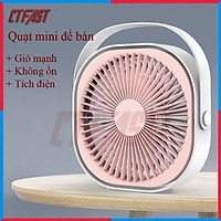 Quạt mini để bàn, quạt tích điện usb CTFAST M102 - Quạt cầm tay 3 tốc độ, điều chỉnh hướng gió 360 độ, không gây ồn, pin sạc dung lượng cao - hàng chính hãng