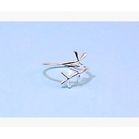 Nhẫn hở mạ bạc thiết kế nhiều kiểu Hàn Quốc S925 nhẫn ngôi sao nhẫn trái tim đan chéo và nhẫn gơn sóng