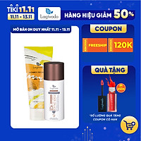 Bộ đôi serum dưỡng trắng da Hàn Quốc Lagivado Dr. Red Ginseng Lifting 30 ml và tẩy tế bào da chết Radiance Peeling 50 ml.