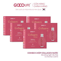 Combo 5 hộp nước uống GOODLIFE COLLAGEN GLOW 3000mg -kết hợp độc đáo Nano Curcumin (tinh bột nghệ) và Vitamin C (10 ống)