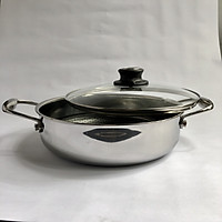 Nồi Inox Cao Cấp Chống Dính Hai Quai Đáy Từ Thân Thấp Blackcube T&K size 24 Non-Stick Stainless Steel Skillet 24cm