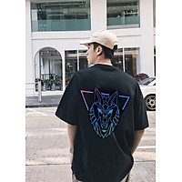 Áo thun Tay lỡ Nam Nữ Form Rộng In Phản quang 7 màu Sói Fox Hade Trùm Unisex màu đen vải cotton thích hợp đi chơi đi xem phim cinema