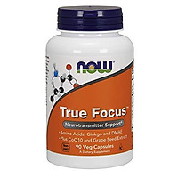 Viên uống Thúc đẩy trạng thái tâm trạng tích cực NOW Supplements, True Focus with Amino Acids, Ginkgo and DMAE + CoQ10 and Grape Seed Extract , 90 viên