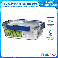 Hộp Thuỷ Tinh Chịu Nhiệt Lock&Lock (nhiều size) - Hàng Chính Hãng, Nắp Màu Xanh Dương, Dùng Được Trong Máy Rửa Chén, Lò Vi Sóng, Nồi Chiên Không Dầu