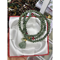 Vòng đeo tay, lắc tay phong thủy chuỗi hạt quấn 3 vòng đá ngọc Jade