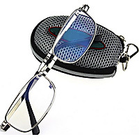 Men Women Folding Reading Glasses Eyeglasses Metal Frame with Keychain Glasses Bag 1.0 -4.0