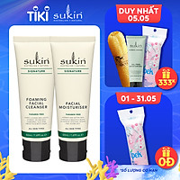 Bộ đôi làm sạch & loại bỏ tế bào chết Sukin (Sữa rửa mặt tạo bọt Sukin Foaming Facial Cleanser 50ml + Kem tẩy tế bào chết dành cho da mặt Sukin Revitalising Facial Scrub 50ml)