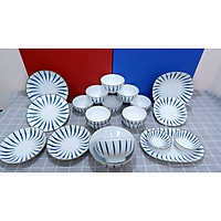 Bộ Bát Đĩa Sứ Họa Tiết Kẻ