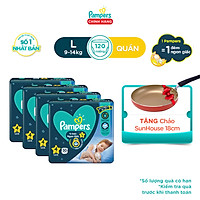 Thùng 4 Tã Quần Pampers Ngon Giấc L30/XL26/XXL22 - Tặng chảo Sunhouse 18cm