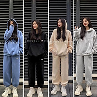 Set đồ nữ thể thao thu đông, bộ đồ nữ mặc nhà thêu chữ jewwpert nhiều màu cá tính