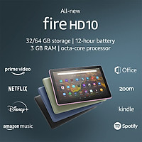 Máy tính bảng Kindle Fire HD10 2021 - 11th - (All New Fire HD10 - 2021) - Ram 3GB, bộ nhớ 32GB, màn hình 1080 FullHD