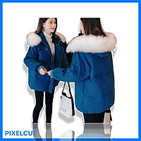 ÁO KHOÁC PHAO NỮ MÙA ĐÔNG ẤM ÁP PHỐI MŨ LÔNG TRĂNG TINH TẾ HÀNG MỚI BAO ĐẸP