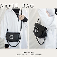 Túi xách nữ/ 1992 s t u d i o/ NAVIE BAG/ màu đen khoá cá tính/ 2 dây