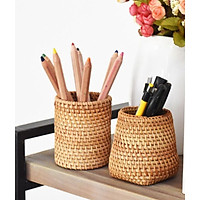 Ống đựng bút bằng mây guột tự nhiên, lọ đựng hoa khô, lọ cắm viết