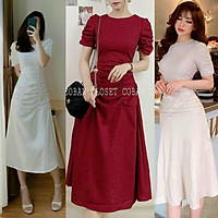ĐẦM XOÈ TAY NHÚN VINTAGE