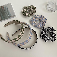 Headbands Scrunchies Cloth Simple Multi-color Grid Printed Hair Ornament