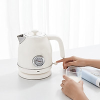 OCOOKER Retro Electric Kettle Stainless Steel Water Kettle with Watch Thermometer Display 1.7L 1800W 220V
