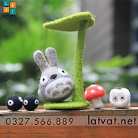 Kit Len Chọc Totoro Mụp Cute, Kit len chọc siêu cute chào hè có hướng dẫn, Needle felting totoro, quà tặng ý nghĩa