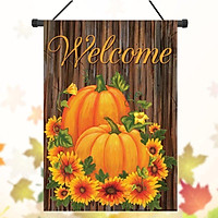 Pumpkins and Mums Fall Welcome Garden Flag Autumn Floral 12.5" x 18"
