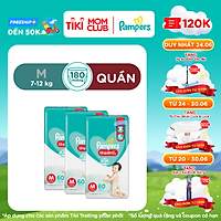 Combo 3 Tã/ Bỉm Quần PAMPERS Giữ Dáng Gói Đại Size M(60 miếng, 7-12kg)/ L(54 miếng, 9-14kg)/ XL (62 miếng, 12-17kg)/ XXL (44 miếng, 15-25kg), Chống Xệ