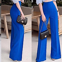 Quần ống rộng nữ ống suông dáng dài gân giữa chất co giãn cao cấp