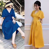 Đầm dự tiệc cổ V tay cánh dơi sang trọng