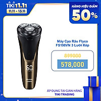 Máy Cạo Râu Flyco FS198VN 3 Lưỡi Kép Thân Máy Kháng Nước Sạc Nhanh 1 Giờ Hiển Thị Thời Lượng Pin Cáp Sạc USB - Hàng Chính Hãng