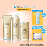 Bộ sản phẩm Kem chống nắng Anessa bảo vệ hoàn hảo cho da mặt và toàn thân (Gold Milk 60ml + Gold Gel 90g + Gold Spray 60g)