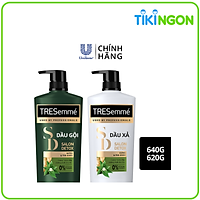Combo Dầu Gội, Dầu Xả TRESEMME Salon Detox Cho tóc chắc khỏe cùng Gừng và Trà Xanh Dầu gội xả Detox tóc sạch sâu 640g, 620g