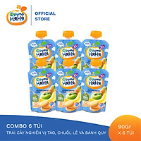 Combo 6 Gói Trái cây nghiền vị táo, chuối, lê và bánh quy Fruto Nyanya 90g