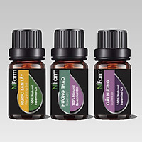 Combo Tinh Dầu Hương Hoa N'Farm: Oải Hương, Hương Thảo, Ngọc Lan Tây (10ml x 3) / Tinh Dầu Thiên Nhiên Nguyên Chất, Tinh Dầu Xông Phòng, Thích Hợp Dùng Với Đèn Xông Và Máy Khuếch Tán Tinh Dầu.