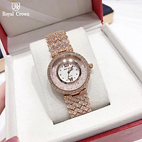 Đồng Hồ Nữ Chính Hãng Dây Kim Loại Đính Đá Royal Crown 2606 Jewelry Chống Nước Chống Xước