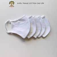 Khẩu Trang Vải Cotton Cao Cấp Chống tia UV Combo 5 cái Màu Trắng